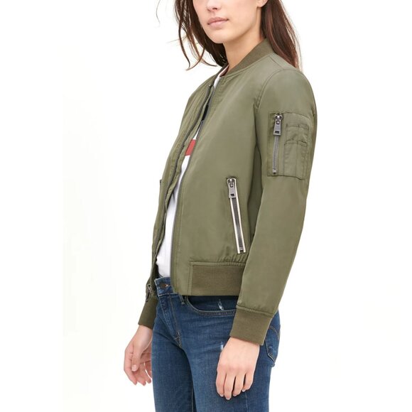 Levi’s Flight Bomber Jacket Women's XL Military‎ Green - Picture 2 of 12
